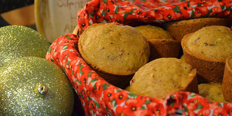 Home-cooked breakfast muffins. Cranberry orange